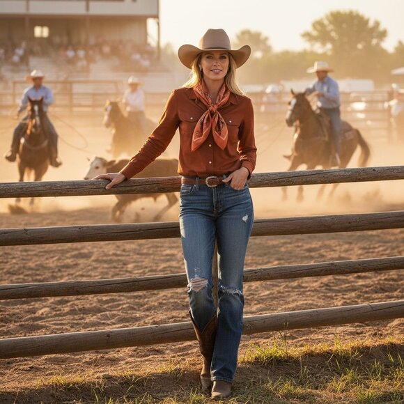 Rust Wild Rag Scarf 35x35 Satin Western Cowgirl Cowboy Bandana - Picture 7 of 10